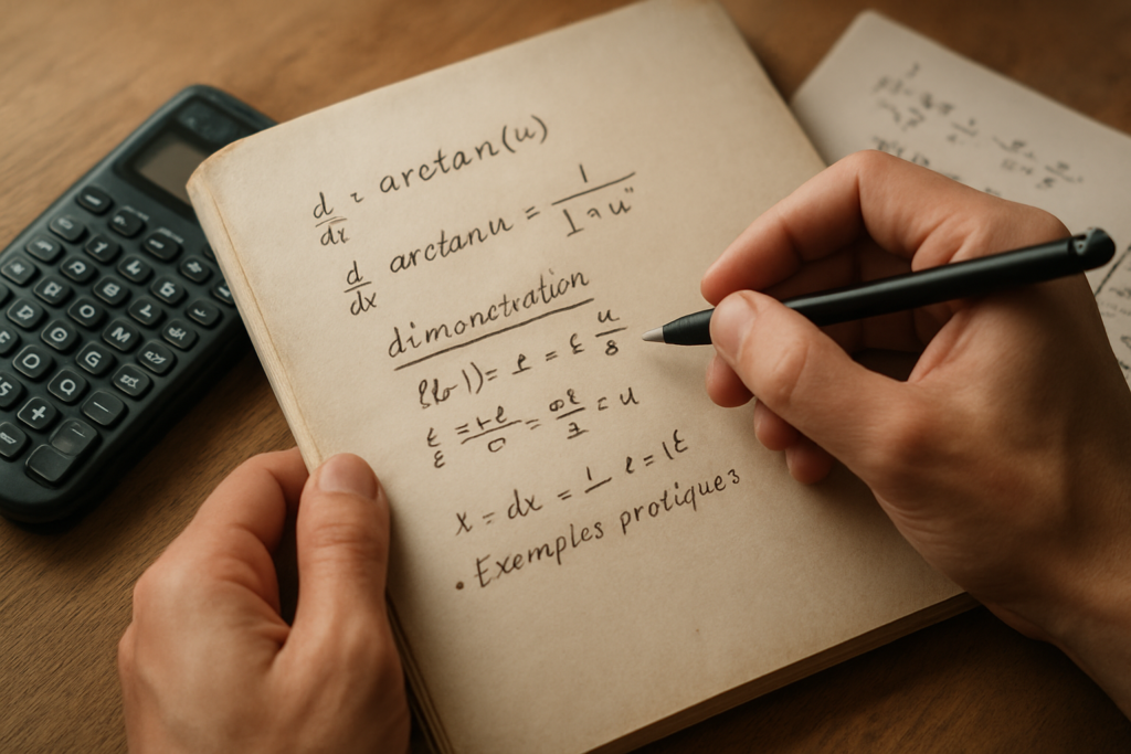 Dérivée de arctan(u) : formule, démonstration et exemples pratiques