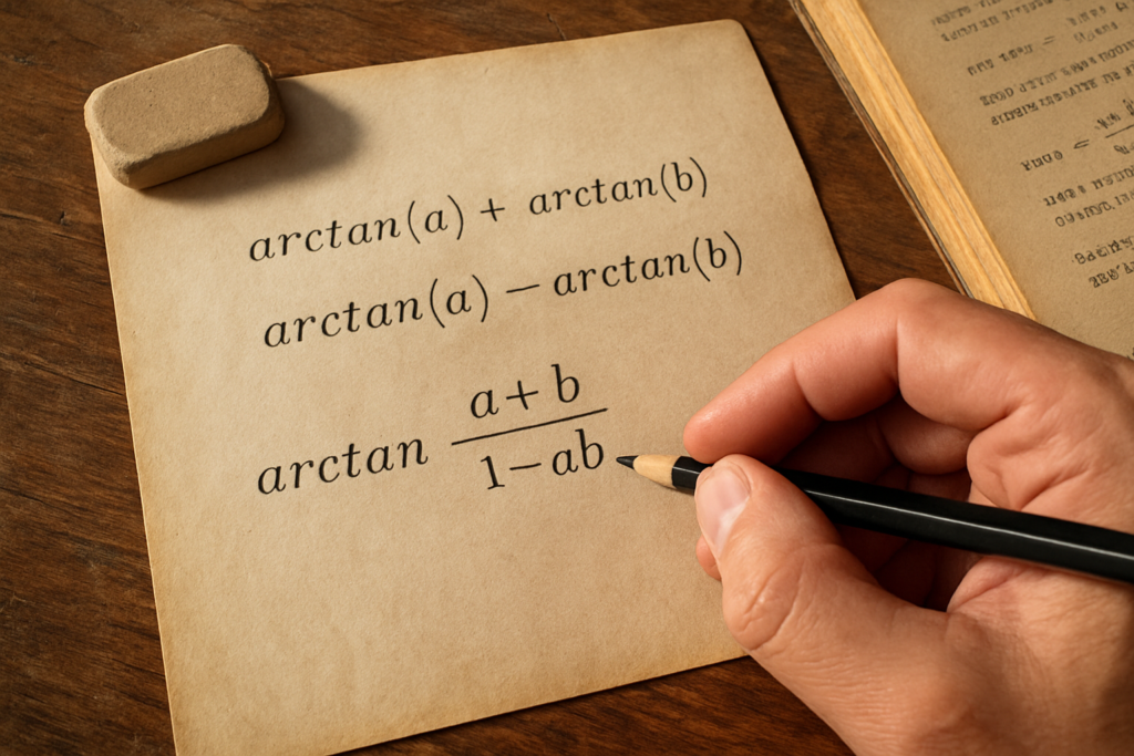 Formules magiques : arctan(a) + arctan(b) et arctan(a) – arctan(b) démontrées avec cas particuliers